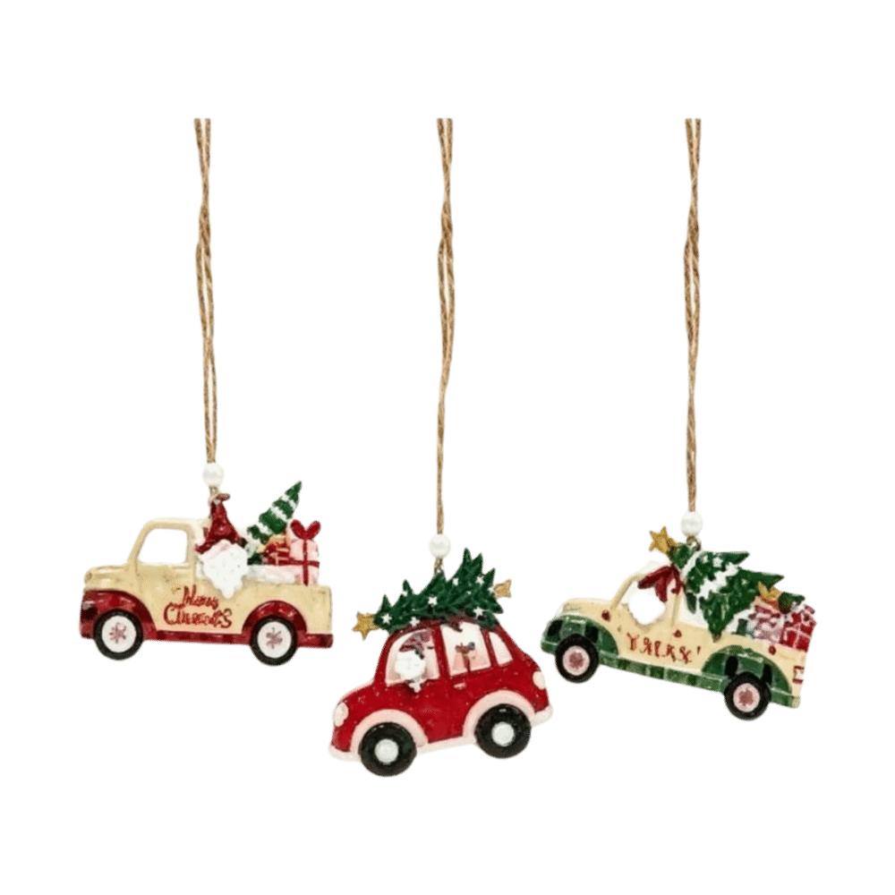 3 Pcs 2D Flat Christmas Tree Ornaments Wooden Christmas Decor Xmas Hanging Pendant Christmas Tree