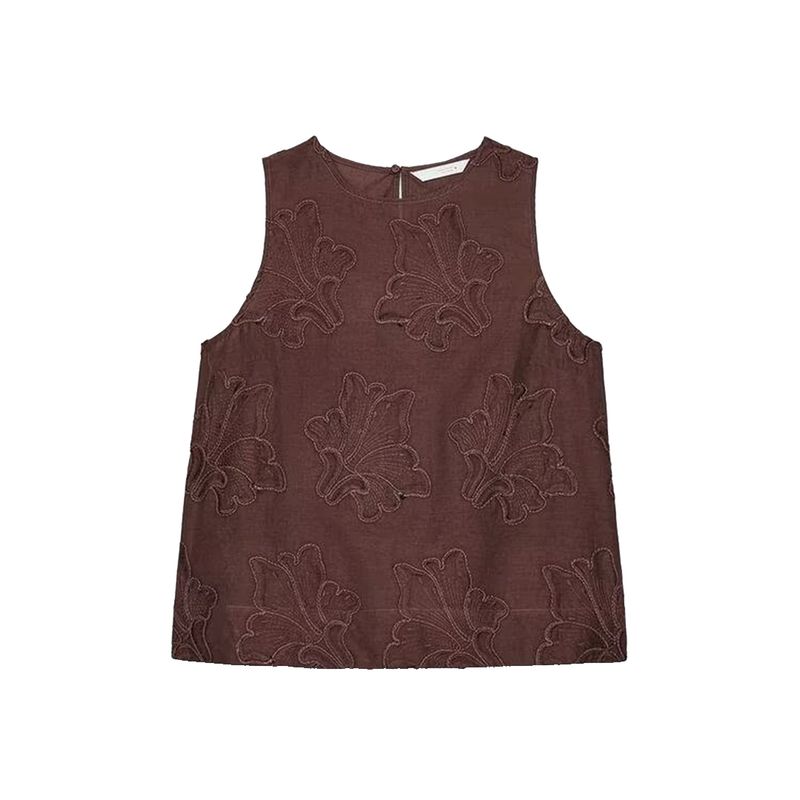 

Kaslead New Arrival Women s Clothing Fashion Style Fashion Embroider Tops Casual Pants 6303050 6303049 Brown Tops M