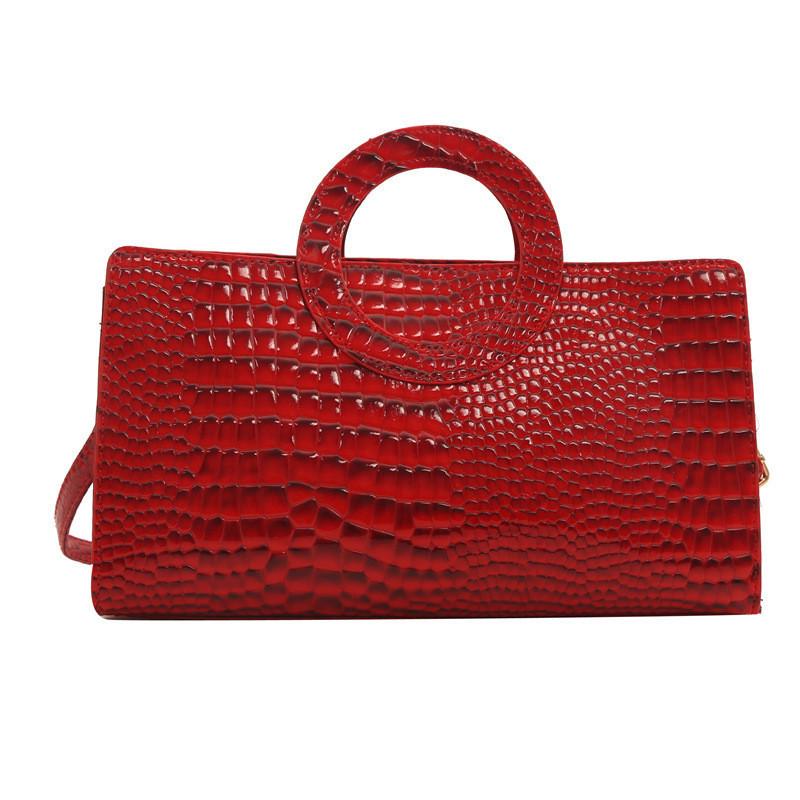 

Chic Round Handle Handbag 2024 Spring Summer New Pure Color Commuter Shoulder Bag червоний
