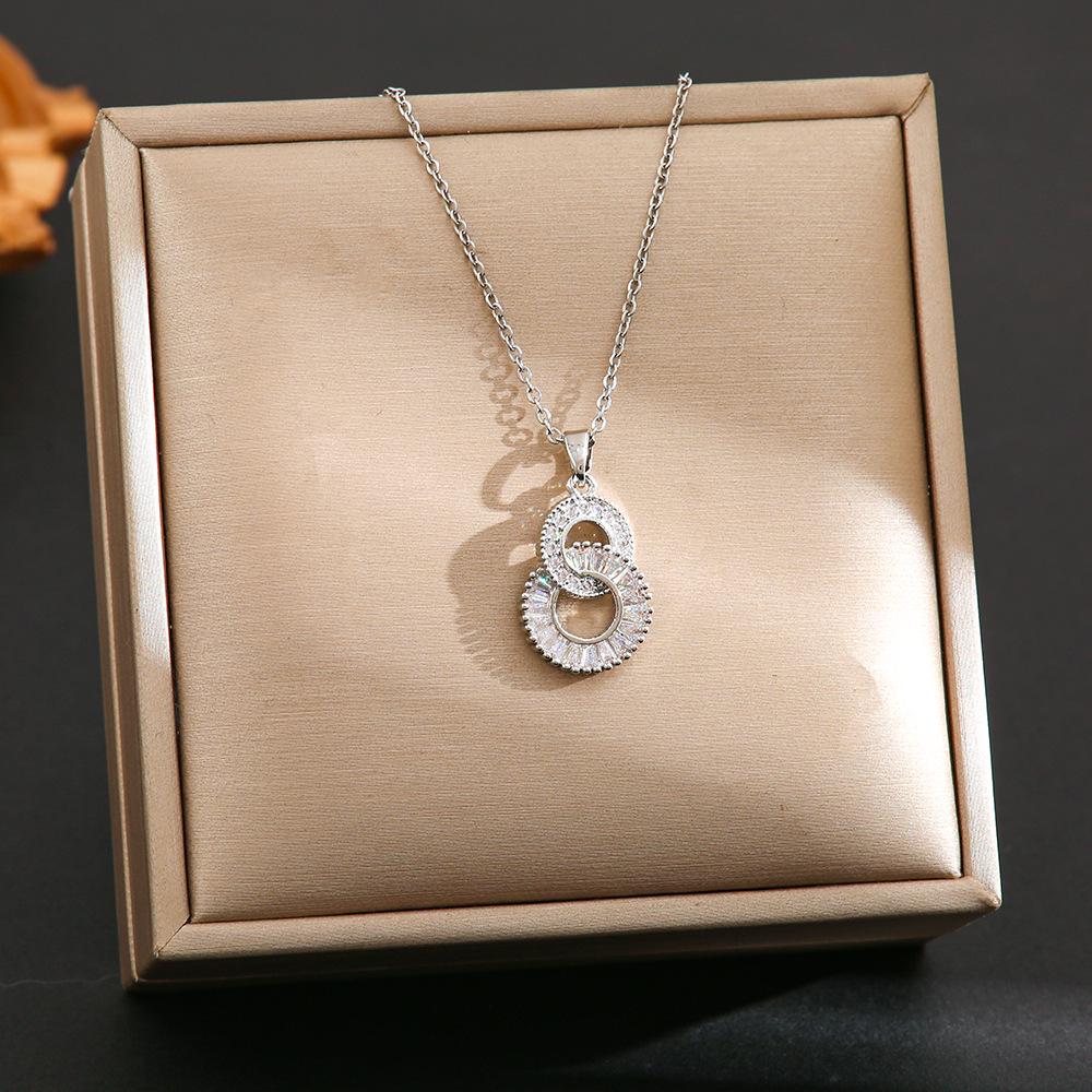 Women's Silver Titanium Steel Necklace with Micro-Inlaid Zircon - Elegant, Durable Clavicle Chain Jewelry