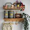 Wooden 2 Tier Shelf Modern Design Coffee Corner Kitchen Accessory Mug Storage and Hanging
