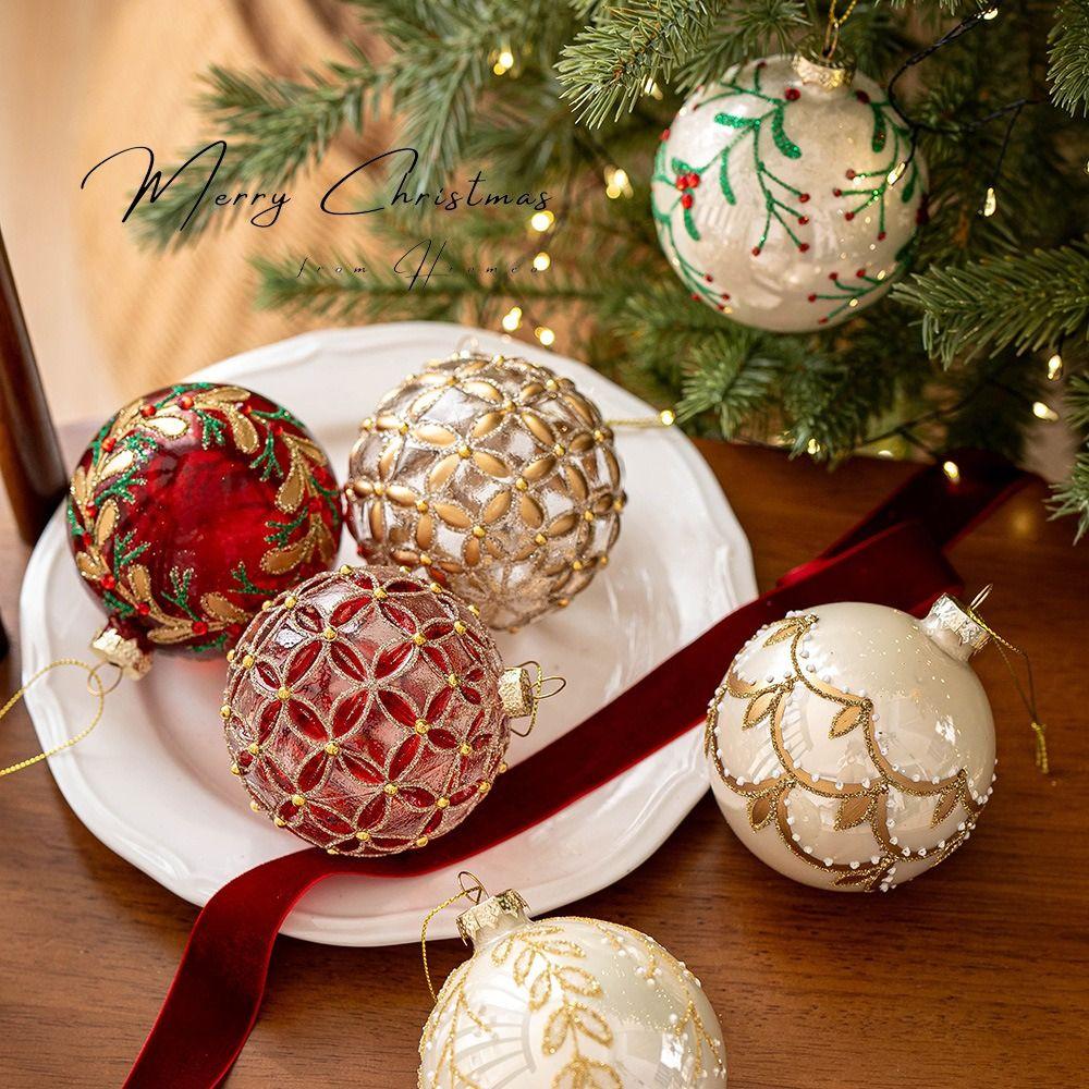 Durable Glass Christmas Ball Set 8cm 6 Colors Xmas Ornament Ball Suspensable Xmas Baubles Party