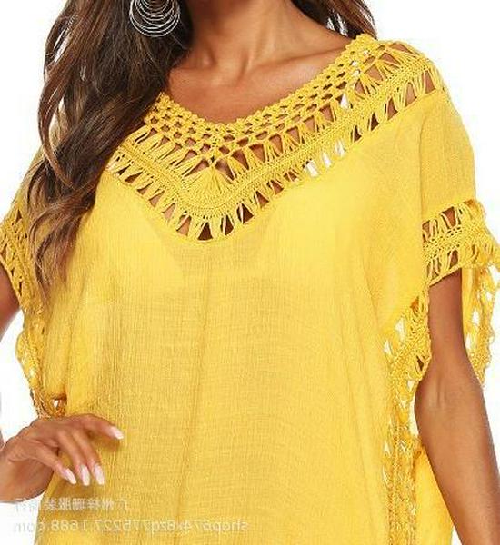 V-Neck Crochet Patchwork Beach Cover-Up Skirt - Sexy & Loose, Hollow-Out Design, Short Length, Available in 10 Colors