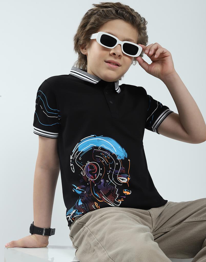 MONTE CARLO Jungen Regular Fit Bedrucktes Polo Kurzarm T-Shirt