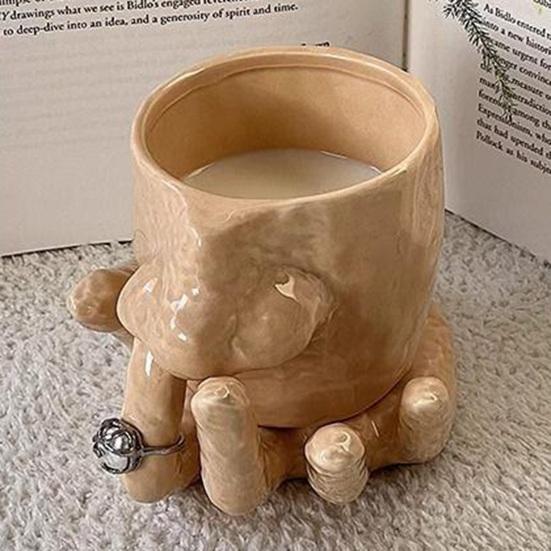 Funny Nose Picking Mug And Plate Set Handmade Ceramics Mug 410ml Nose Coffee Cup Pen Holder Makeup Brush Organizer Unique Gag Gifts for Friends