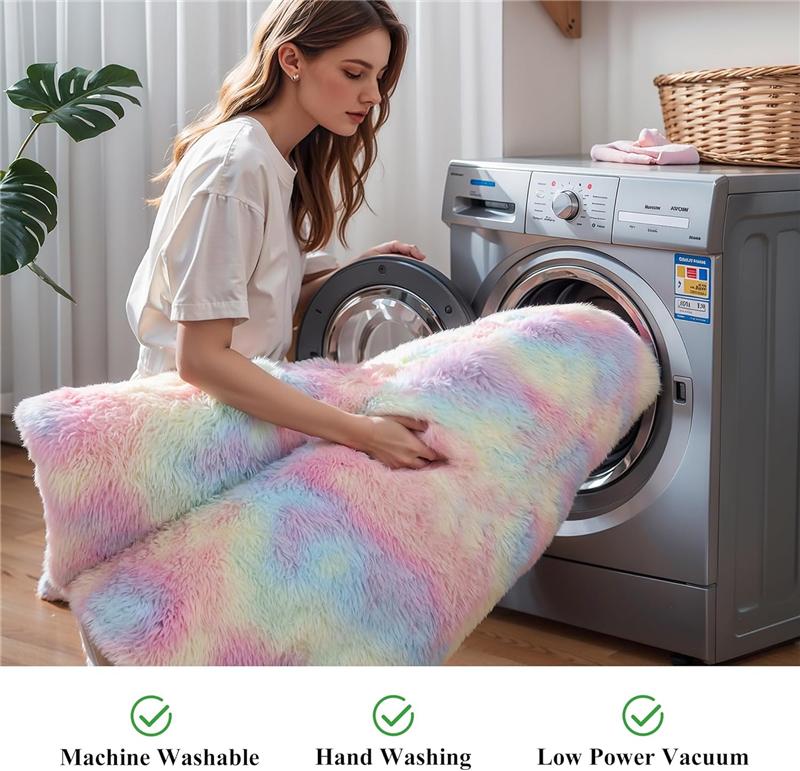 Rainbow Fluffy Shag Area Rug for Bedroom Ultra Soft Fuzzy Plush Washable Carpet Modern Cozy Non Skid Furry Shaggy Rug for Kids Baby Boys