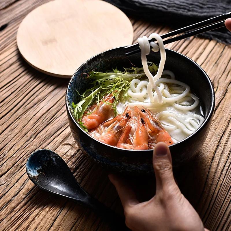 Japanese Style Ceramic Tableware Ramen Bowl Instant Noodle Bowl Kitchen Soup Dinnerware Set Fruit Salad Rice Bowls Restaurant