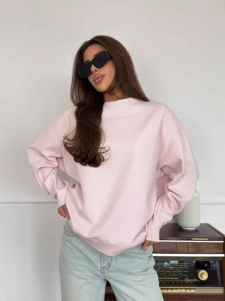 2025 A/W Stylish Thick Round Neck Sweatshirt, Versatile Commuter Lazy Style with Personalized Design