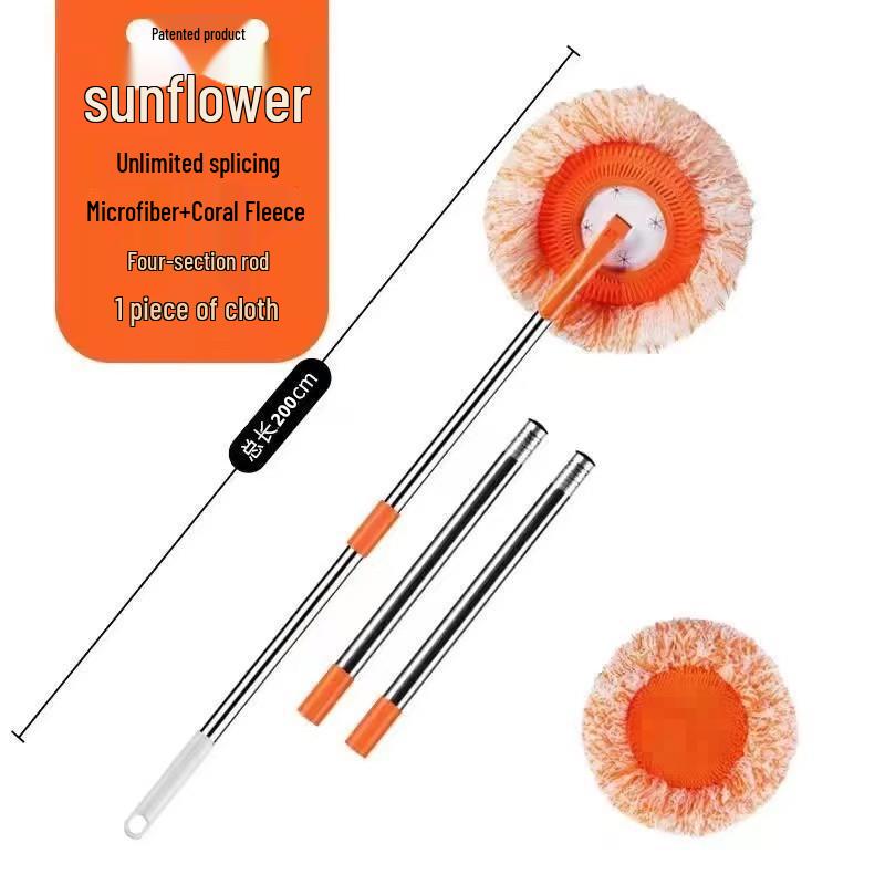 Mop Telescopic Rotativ Floarea-Soarelui pentru Curățarea Podelei, Tavanului și Pereților