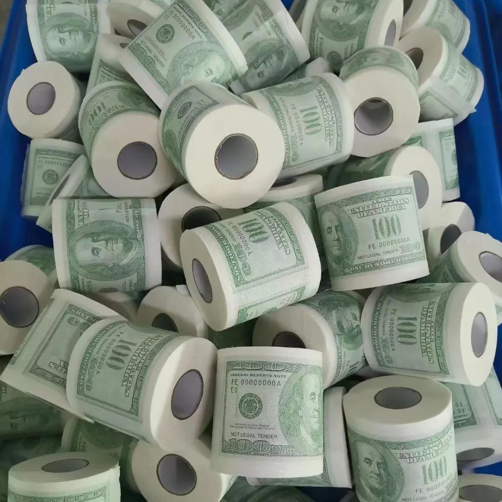 Neuheit Lustige Hundert-Dollar-Schein Toilettenpapier Rollenpapier Rolle $100 Neues Geschenk 2-lagiges Papierhandtücher Taschentücher Badezimmerzubehör