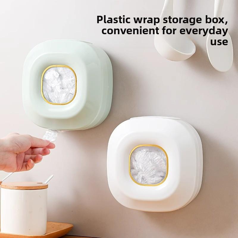 Punch-free Wall-mounted Plastic Wrap Storage Box Removable Disposable Plastic Bag Storage Box Kitchen Household Artifact