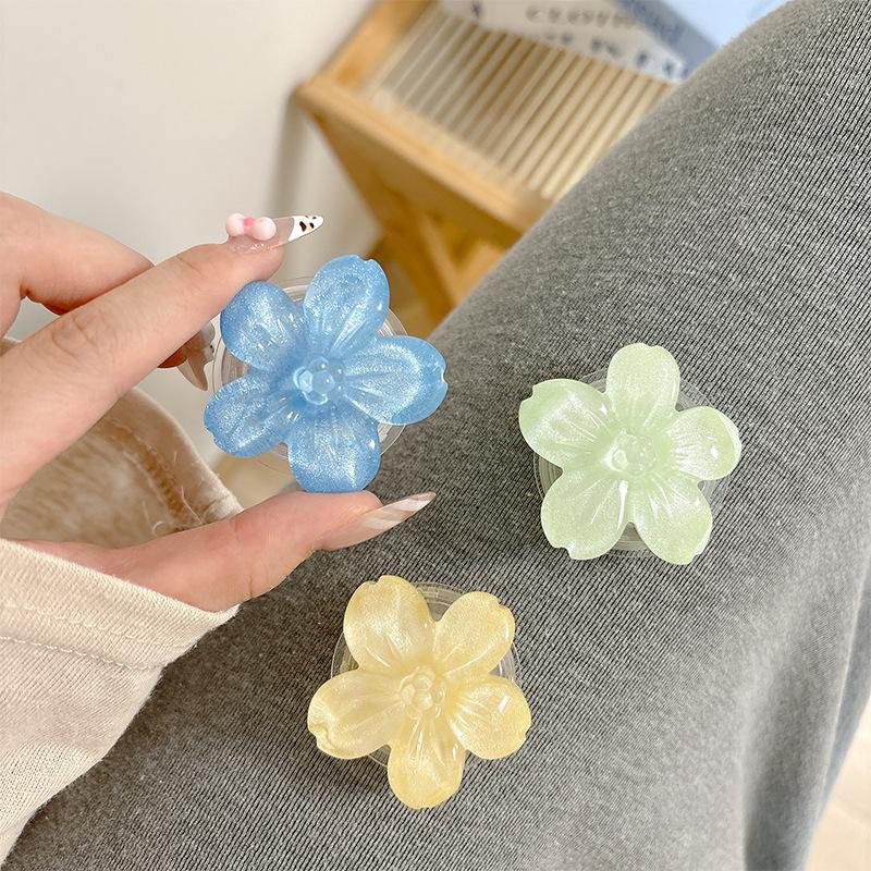 Solid Color Glitter Flower Mobile Phone Airbag Bracket Wind Japanese Women'S Sticky Desktop Bracket Portable