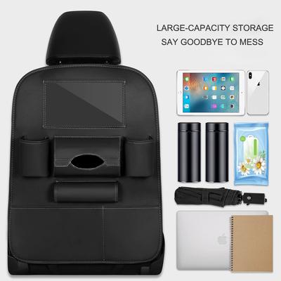Car Multi-functional PU Leather Seat Storage Bag Organizer with Storage Pockets And Kick Mats - Vehicle Interior Accessories