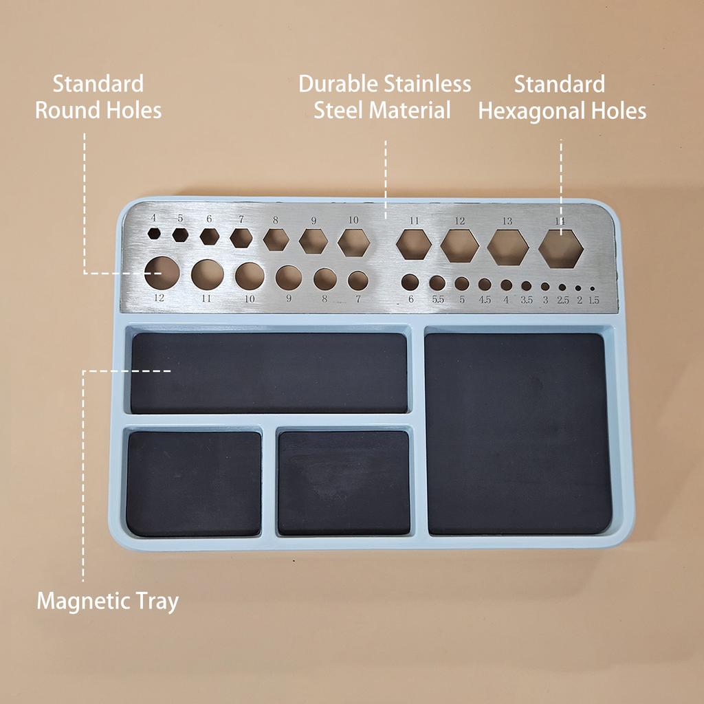 Magnetic Parts Tray RC Repair Screw Socket Organizer Durable Large Space for Round and Hexagonal Nuts Drills Nails and Washers Tool Box Drawer