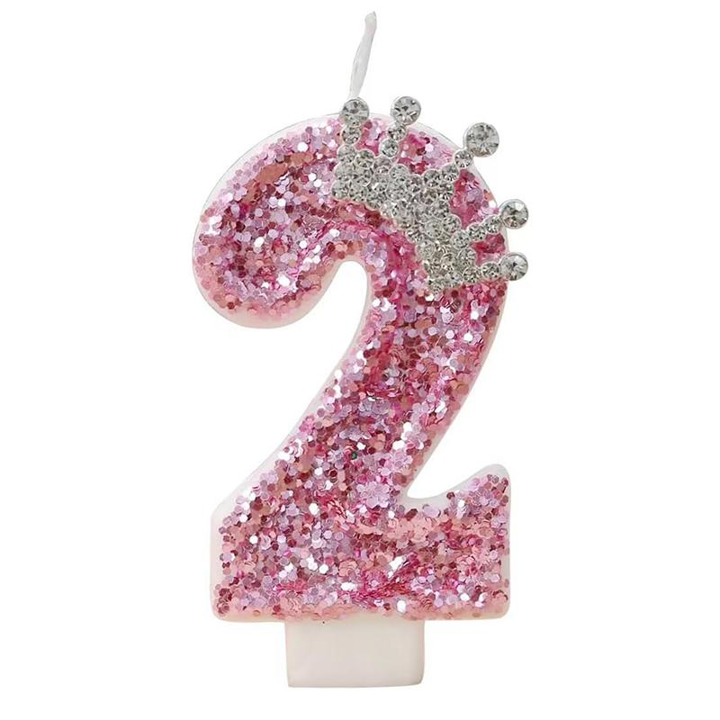 Cake Numeral Candles Birthday Candle Pink Colour Creative Candle Princess Crown Girl Happy Birthday Party Decoration