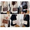 Kleine quadratische Tasche mit Reißverschluss Damen Schulter-Tragetasche