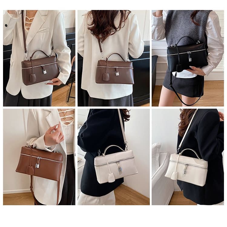Kleine quadratische Tasche mit Reißverschluss Damen Schulter-Tragetasche