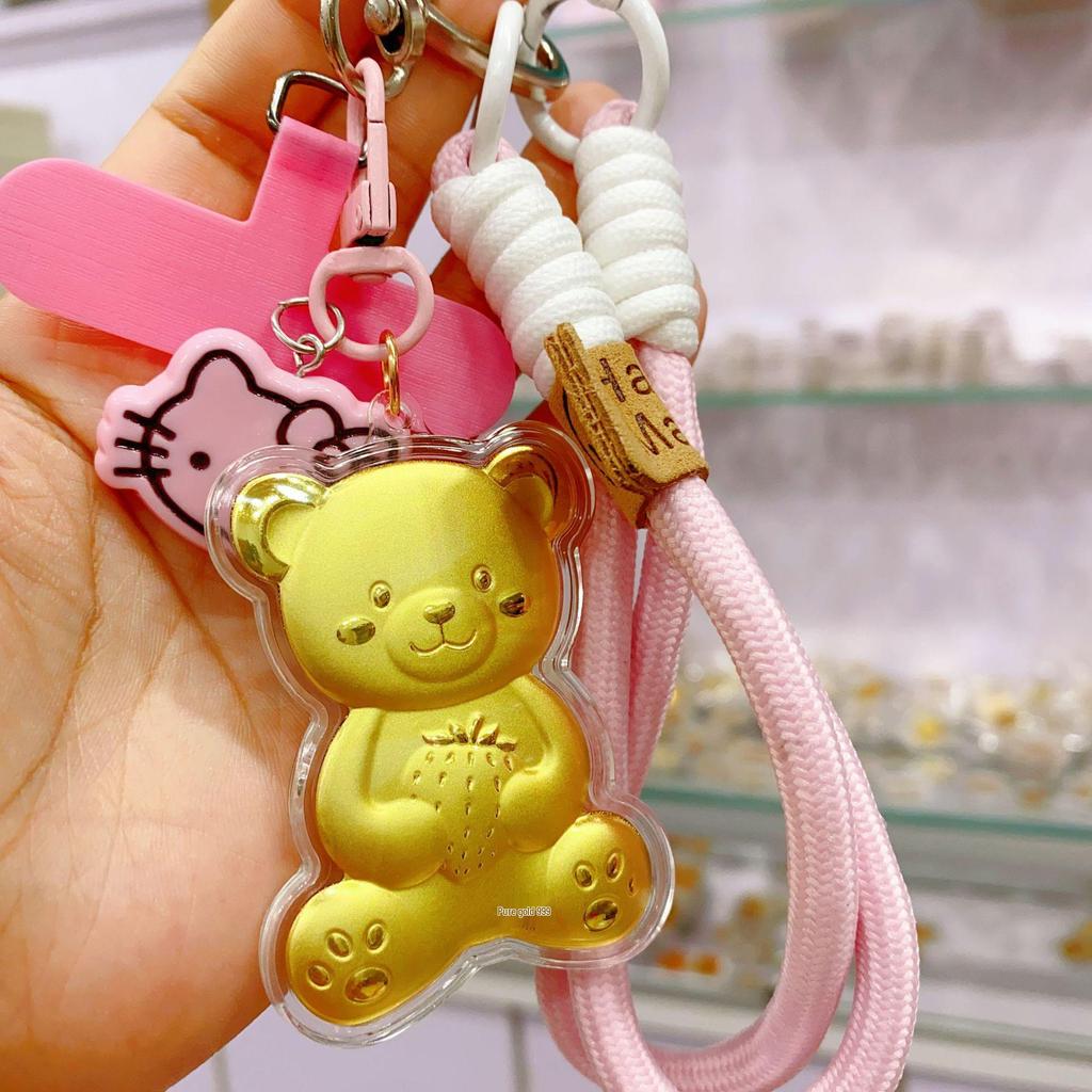 Doraemon Gold Pendant Keychain with 999 Pure Gold Charm