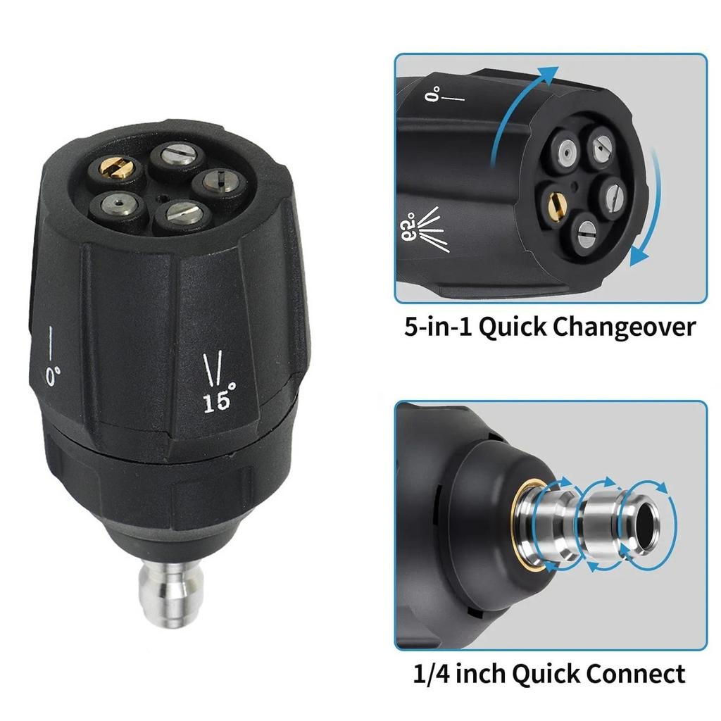 Multifunctional 5in1/6in1 Quick Connect Adapter High Pressure Turbo Nozzle Adapter High Pressure Washer Nozzles