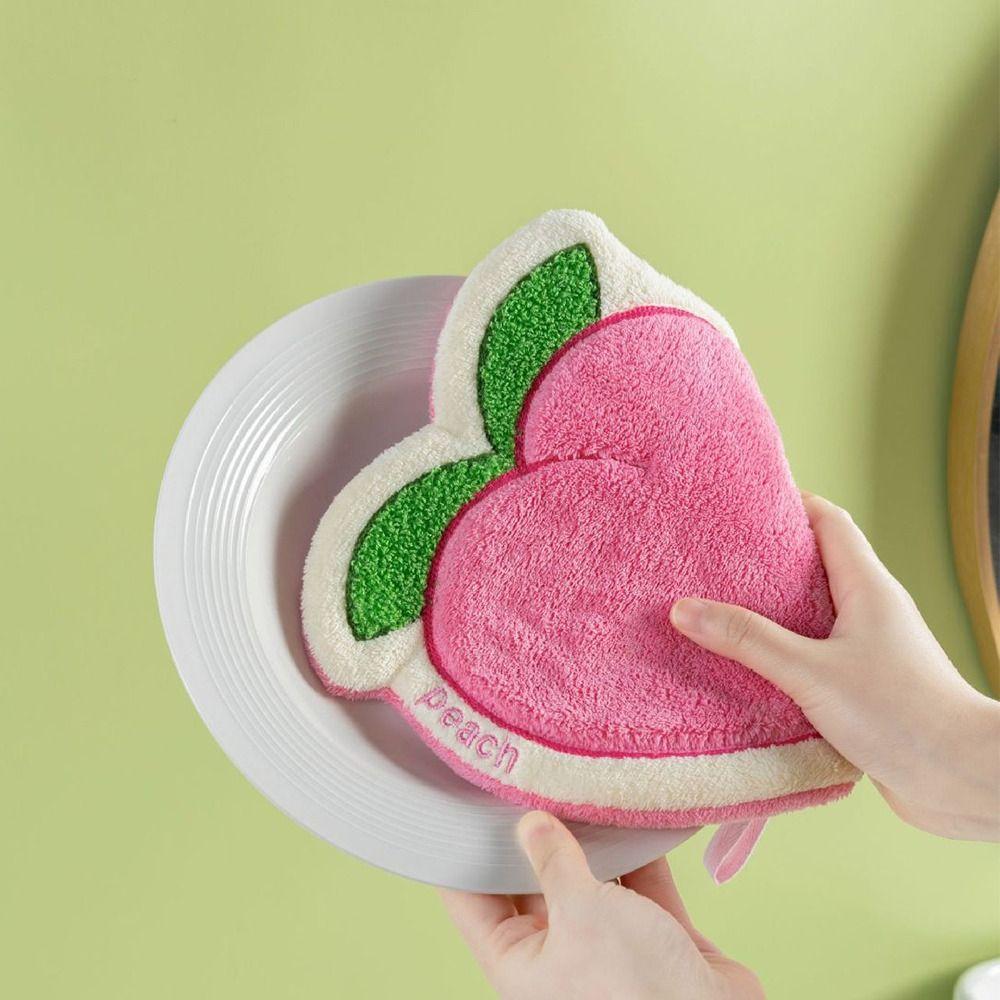 New Cartoon Fruit Hand Towel Absorbent Coral Fleece Bathroom Kerchief Hanging Thickened Kitchen Rags