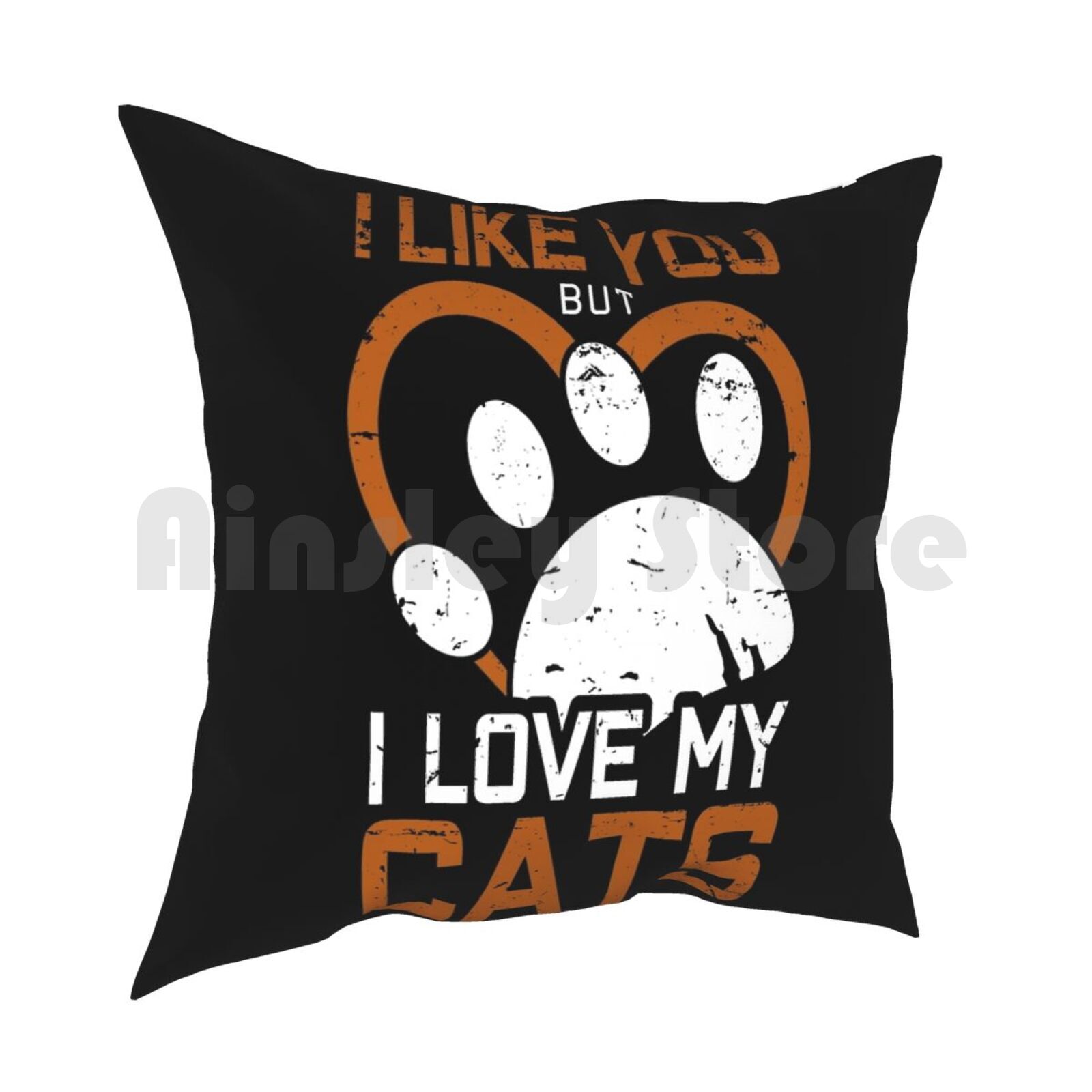 I Like You But I Love My Cats Pillow Case Printed Home Soft Throw Pillow Cat Pet Feline Cat Lover Animal Kitten Kitty 30cmx30cm