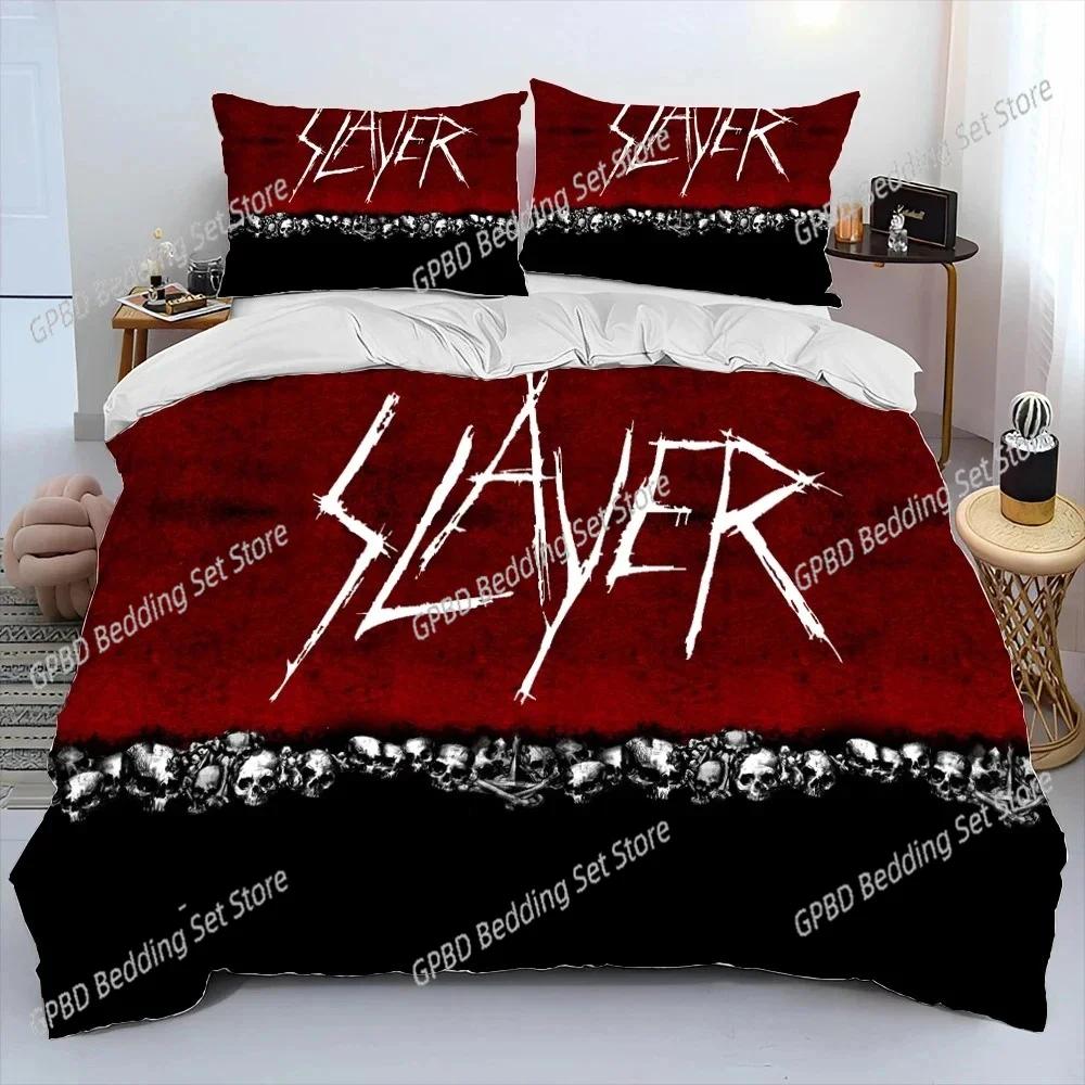 3D Print Slayer Heavy Metal Bplus Music Beding Set Bedrom Soft Modern Bedspreads Comefortable Soft with Soft Fabric Duvet Cover Quilt Pilowcase