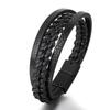 Vintage Genuine Leather Bracelet for Men Handmade Woven Bracelet Magnetic Clasp Wrap Bracelet Homme Hand Jewelry Accessories New