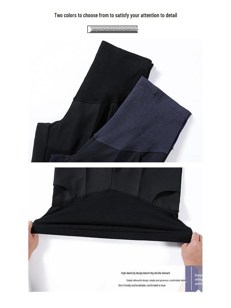 Year-Round Maternity Straight-Leg Suit Pants - Professional Plus Size with Velvet Option