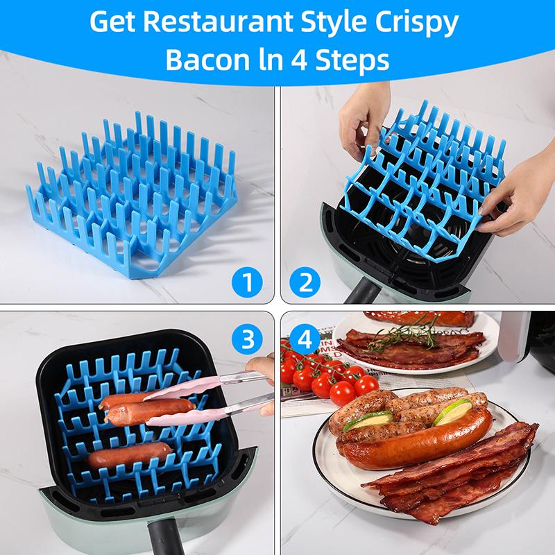 1 Adet Silikon Air Fryer Tepsisi Kızartma Kafesi Kalıp Sepet Tencere Yeniden Kullanılabilir Köpek Pastası Rafı Ev Partisi Pişirme Aksesuarları