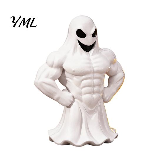 3D Printed Statue Buff Ghost Figurine, Funny Muscle Desktop Interesting Decor Ornament, Spooky Halloween Decor, Novelty Home Tabletop Decoration