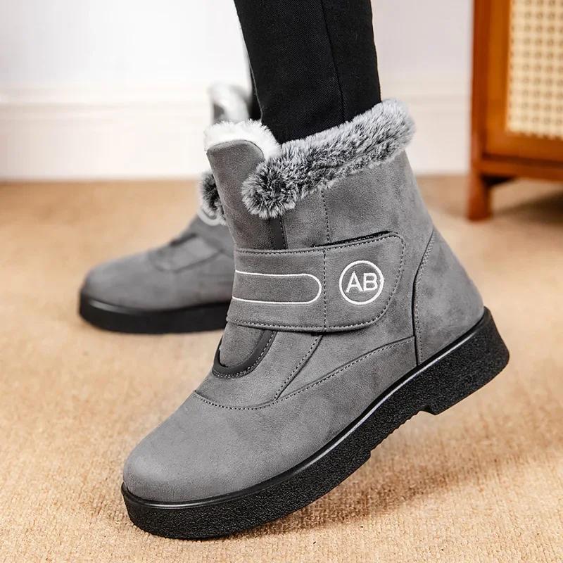 Faux Fur Platform Winter Snow Boots Women Thicken Plush Warm Cotton Padded Shoes Woman Plus Size 44 Thick Sole Ankle Boots Mujer
