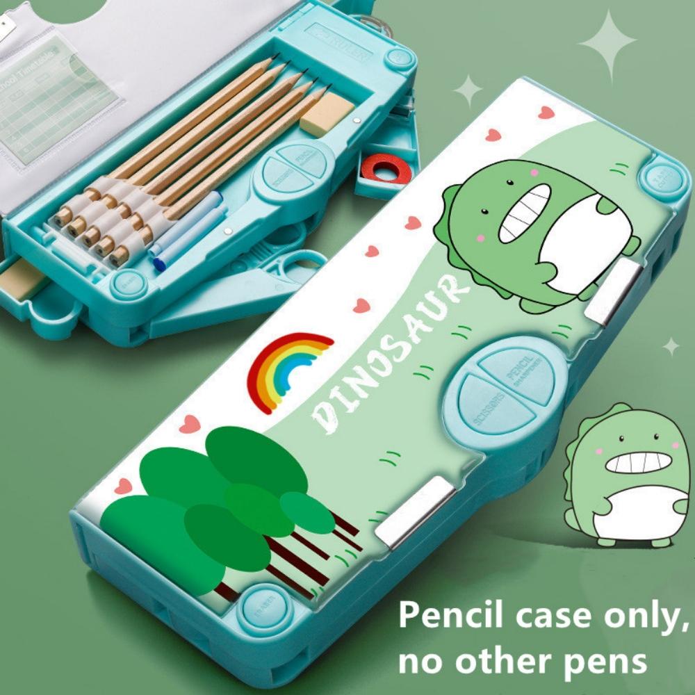 Mechanisch Vervormbaar schattig etui met penhouder multifunctionele schakelaar cartoon plastic schoolkantoorbenodigdheden opbergdoos