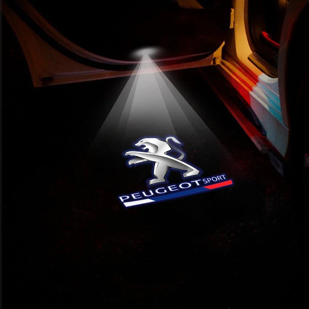 Car Sticker 2025 Hot For PEUGEOT 407 CRZ 508 2PCS HD Car Ghost Shadow Lamp Wireless Welcome Light Auto Door Logo Projector LED D