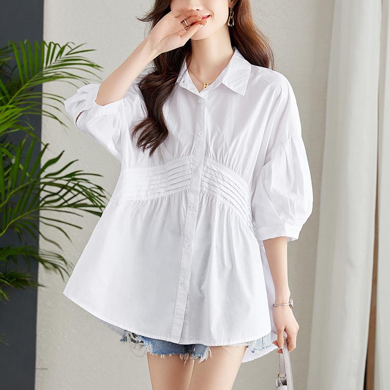 

Летняя одежда с рукавом семь четвертей Новая свободная и тонкая рубашка из чистого хлопка XXL