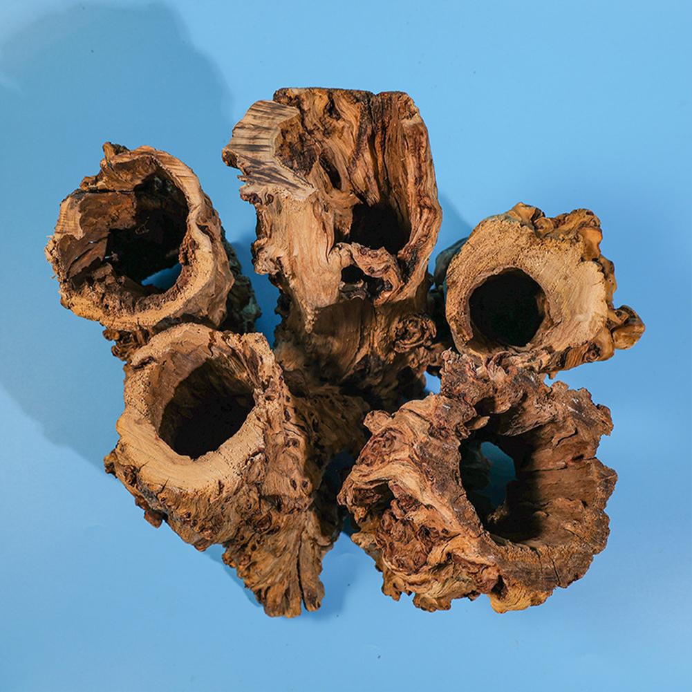 Aquarium Hollow Tree Trunk Decor, Natural Wood Fish House Cave Bark Ornament, Fish Tank Decor Hideout Shelter For Lizard And Turtle Shrimp