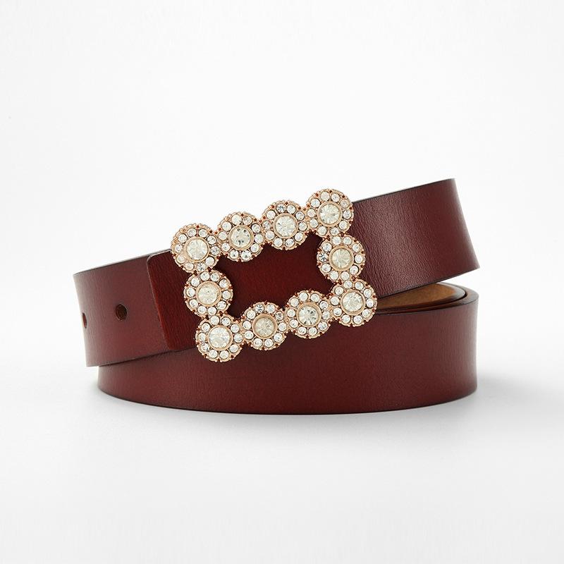 Women's Genuine Leather Belt Cowhide Wide Belt Women's Decorative Versatile Jeans Dress Running Belt