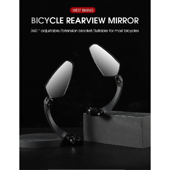WEST BIKING Bicycle Rear View Mirror 360 Degree Rotate for Bike MTB Bicycle Electrical Bike Wide-Range Adjustable Angles Mirror