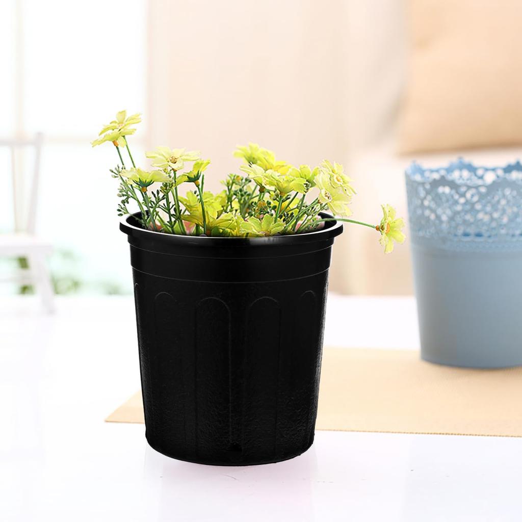 Milisten Plastic Black Flower Pots, 10-Piece Set, Seedling Pots, Planter for Succulents, Plant Pots, Planter for Indoor Gardening