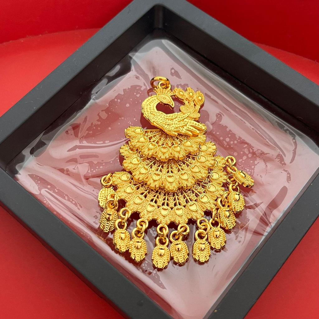 Gold Peacock Tassel Pendant Necklace – Elegant Ethnic Style for Women