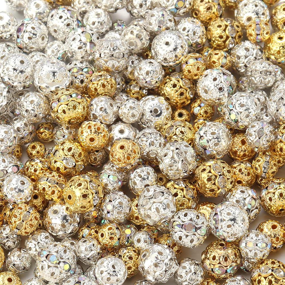 10-20pcs/Lot Round Rhinestone Crystal Beads for Jewelry Making Round Spacer Beads For Jewelry Making DIY Bracelets Necklace