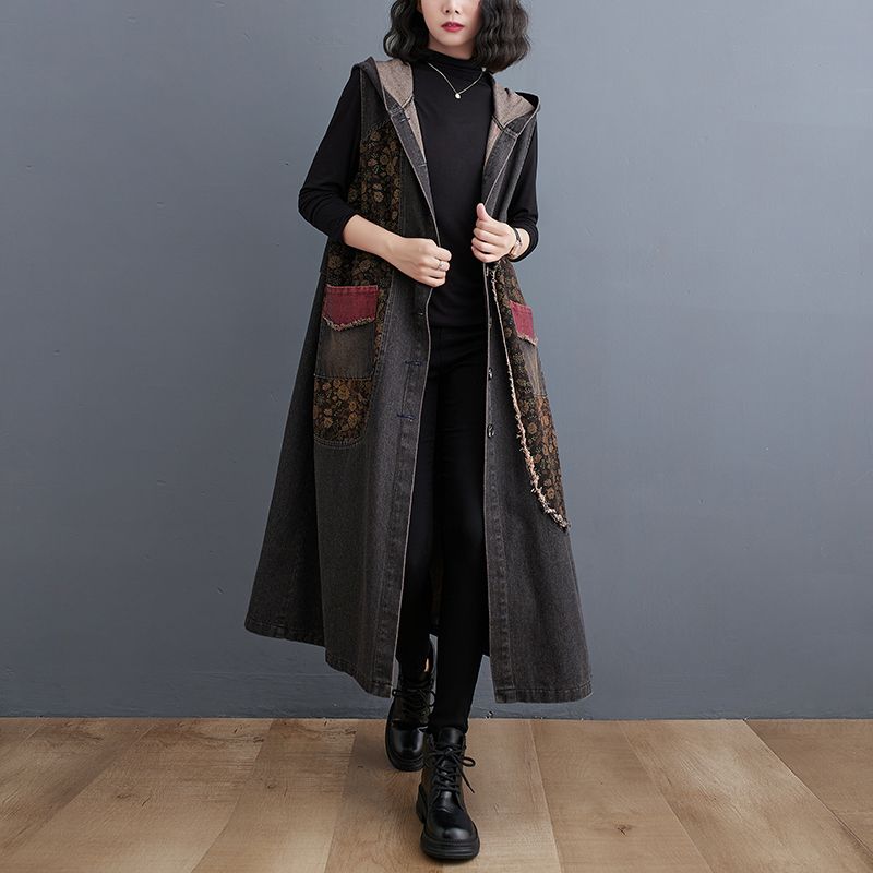 Fashion Autumn Slim Korean Female Long Coat Long Sleeve Tunic Windbreaker Plus Size Women Denim Trench