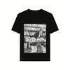 T-shirt Artistica Universale a Maniche Corte da Uomo e Donna con Stampa Grafica di Yukio Mishima & Gatto Universale per Appassionati di Musica