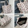 Printing Women Shoulder Bag Large Capacity Corduroy Handbag Casual Strawberry Tote Bag  Shopping