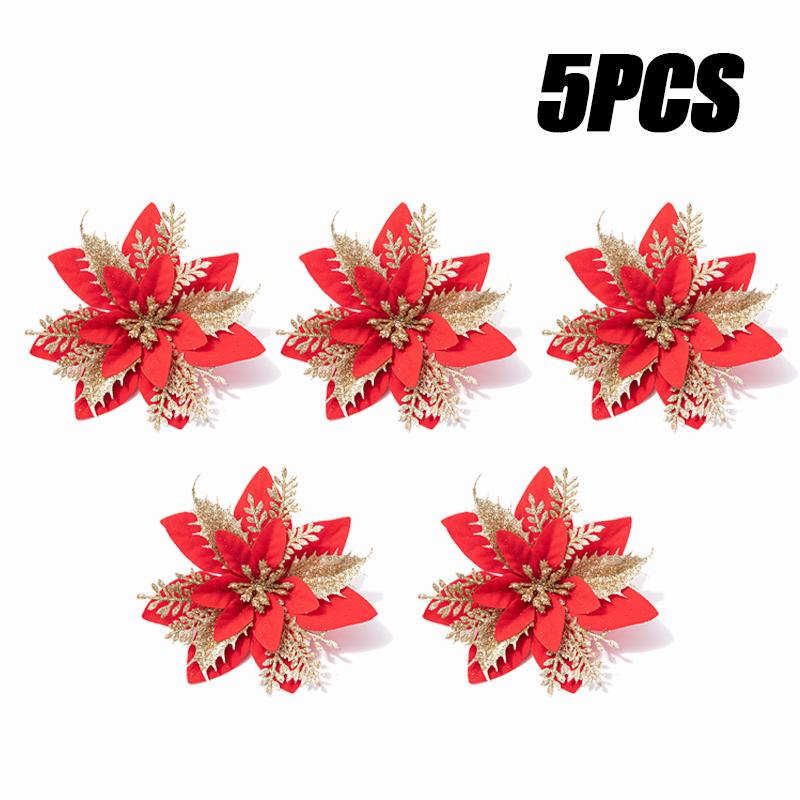 20PCS Four Color Flowers Christmas Flower Christmas Tree Decorations Christmas Wreath Decoration Christmas Decorations