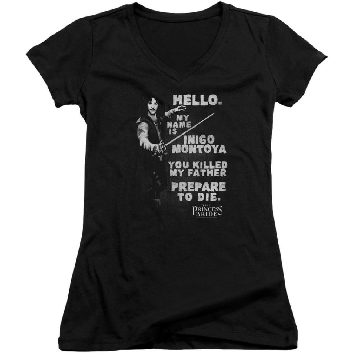 Princess Bride Hello Again Juniors Black T-Shirt (Adult Small) S