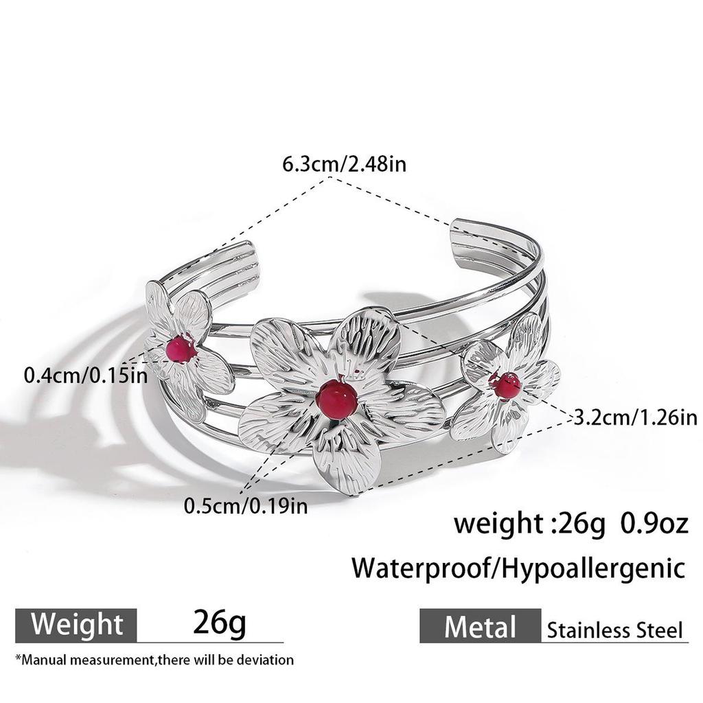 European & American Ocean Style Stainless Steel Bracelet with Starfish, Seashell, Coral Flowers, and Natural Stone Bangle Hand Jewelry.
