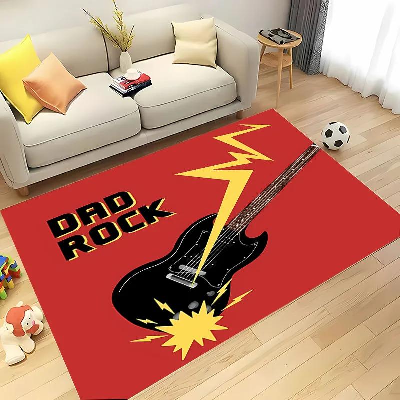 3D Printing Classic Rock Music Area Carpet for Living Room Cartoon Children's Bedroom Sofa Doormat Floor Rug Anti-slip Decor Mat