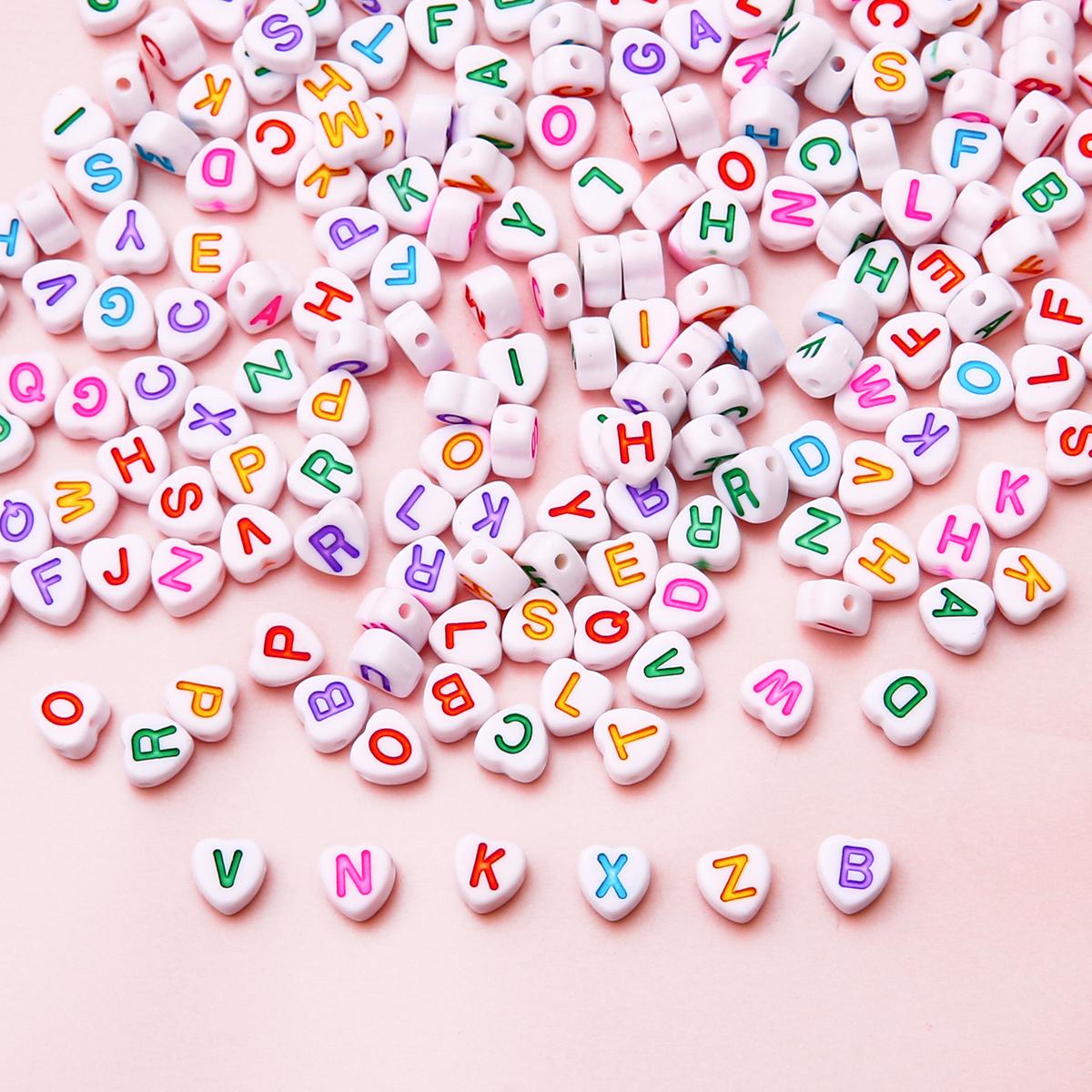 

3300Pcs 7mm Letters Beads Love Heart Spacer Beads For Jewelry Making