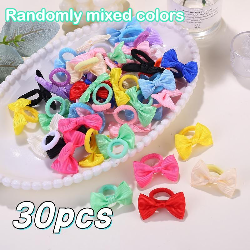 1 Baby Color Mixed Bow Headband Set Suitable All Seasons,mini Bow Design Cute Playful Material Soft Not Damaging Hair