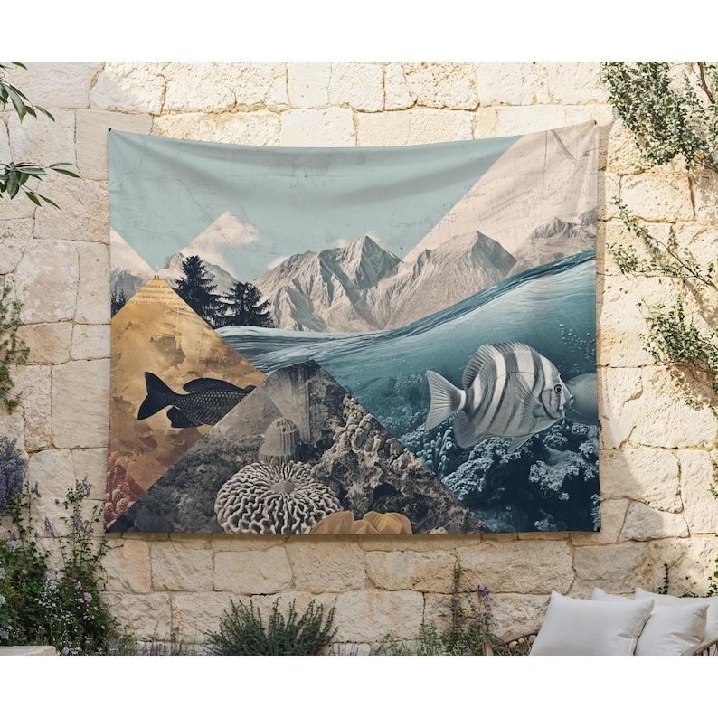 Ocean Collage tapestry 75x100 чёрный